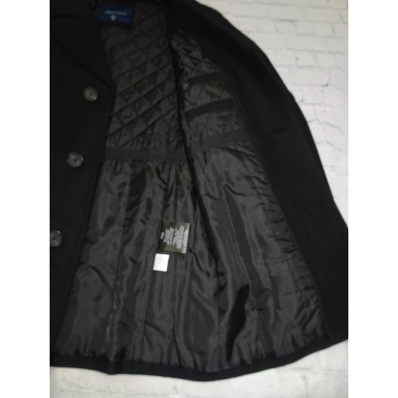 Cole Haan Melton Men's Black Wool Pea Coat with Scarf S - Picture 6 of 10